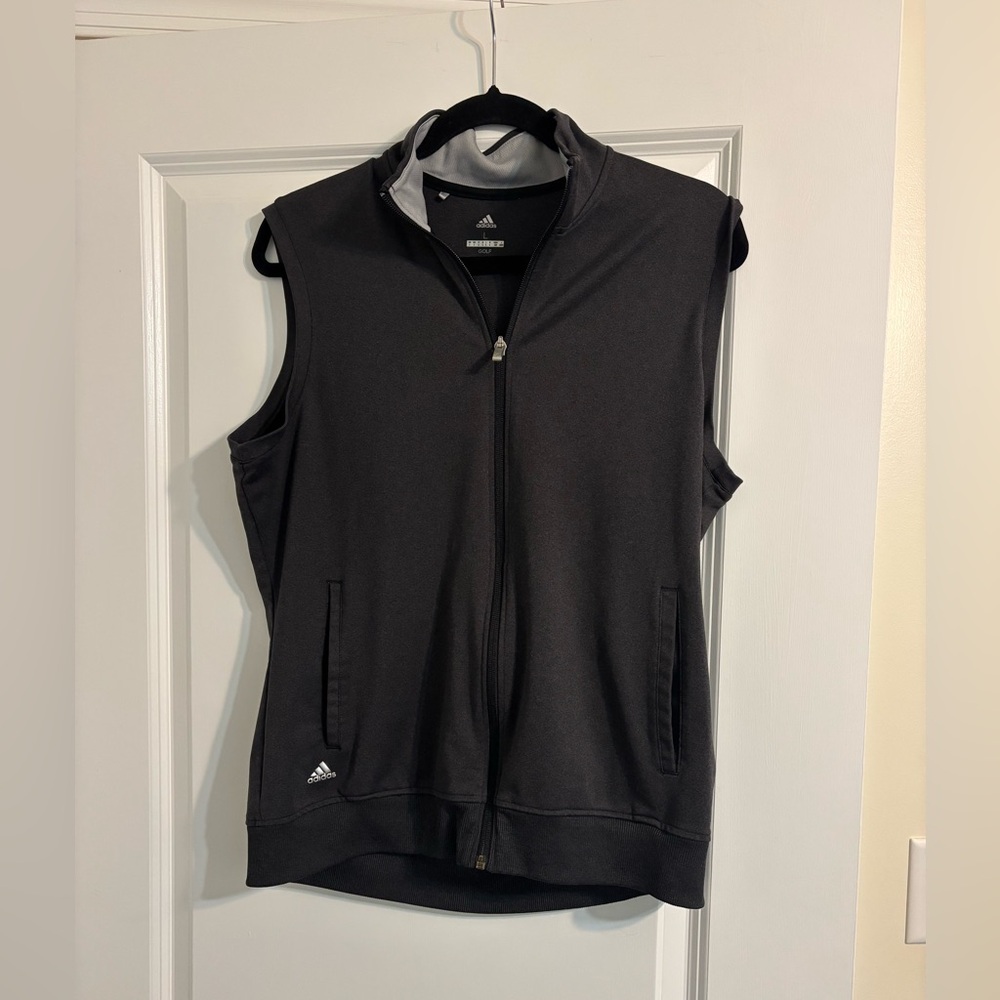 adidas Black Zip-Front Athletic Vest
